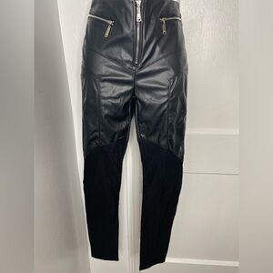 GRACIA Pants NWT Black Faux Leather Panel Legging Style Pants